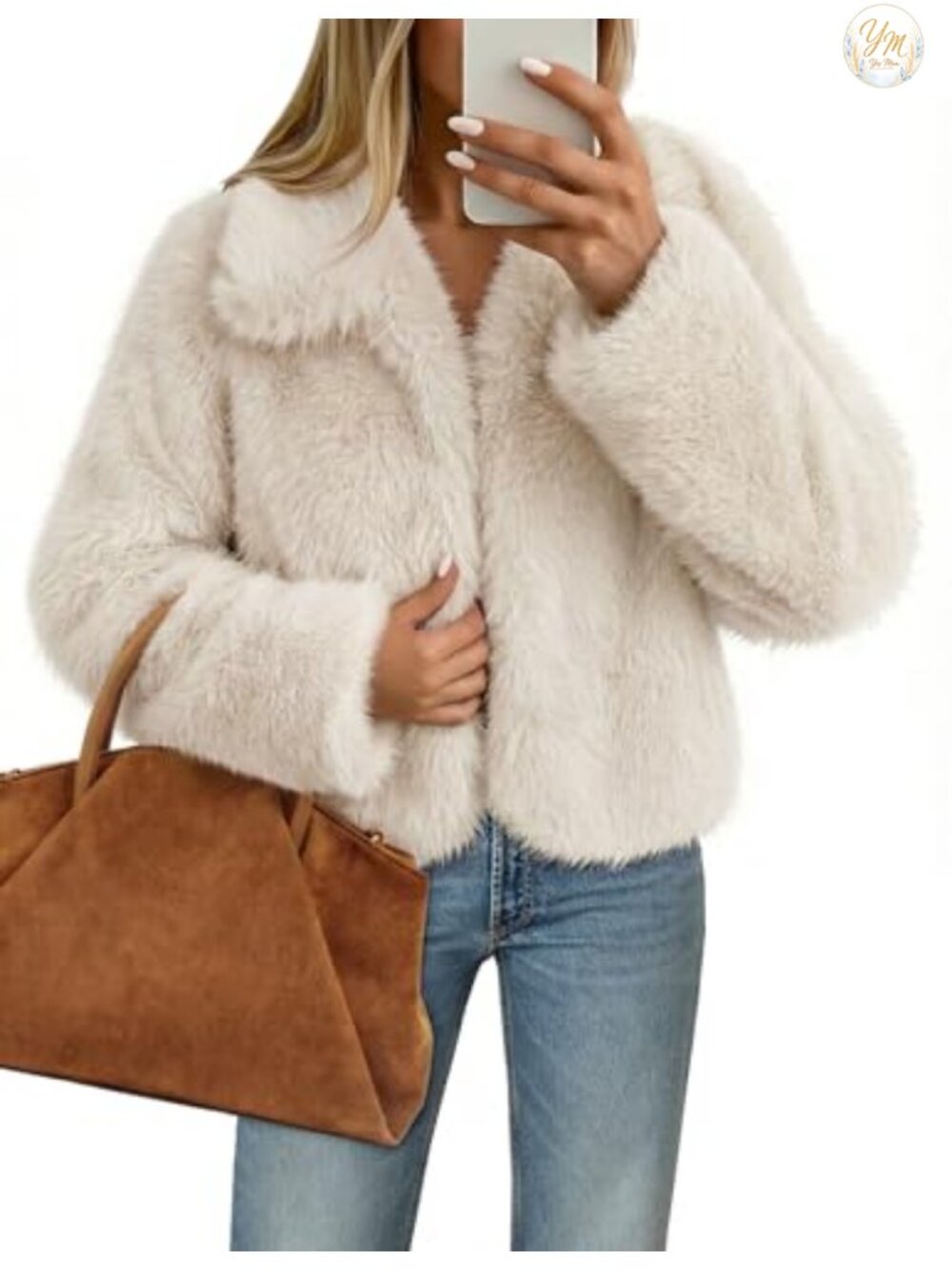 Women's Faux Fur Jacket Furry Winter Coat Cropped Fuzzy Outerwear